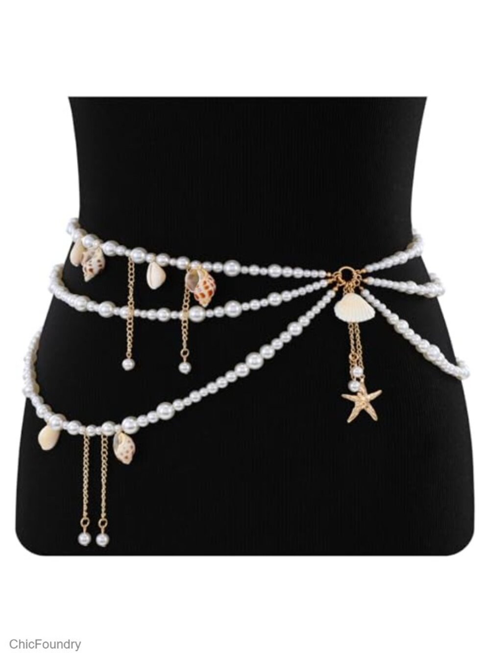Starfish Pearl Waist Chain Body Jewelry for Women, Mermaid Belly Chain